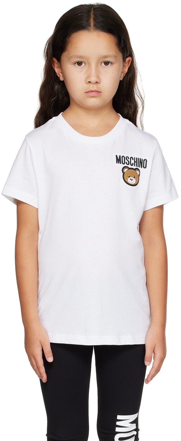 

Moschino Kids Белая футболка с нашивкой Тедди
