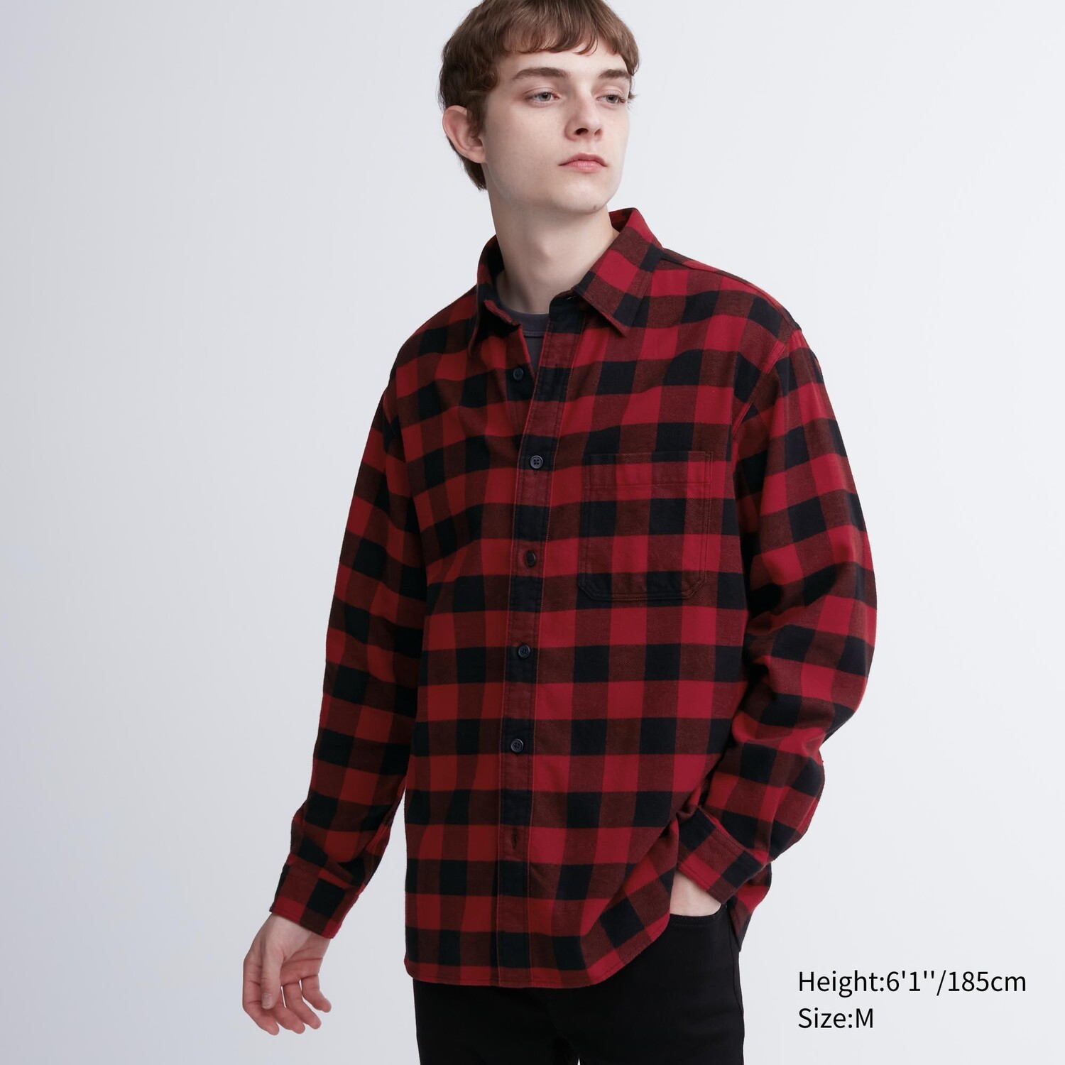 

Рубашка UNIQLO фланелевая стандартного кроя, красный