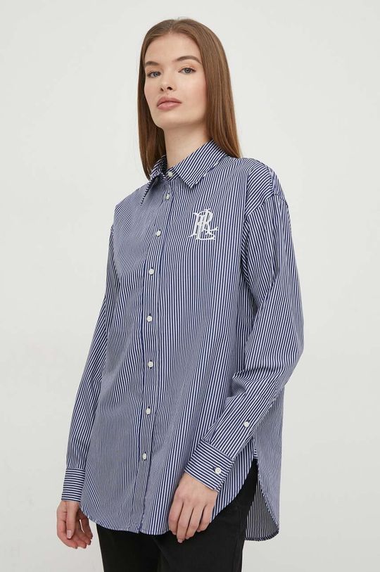 Хлопчатобумажную рубашку Lauren Ralph Lauren, темно-синий