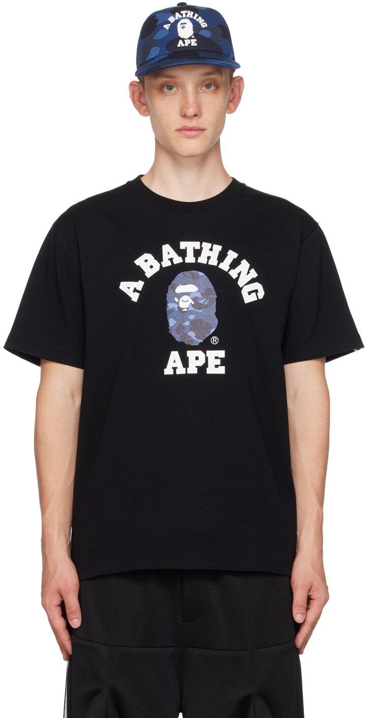 

Черная камуфляжная футболка колледжа BAPE