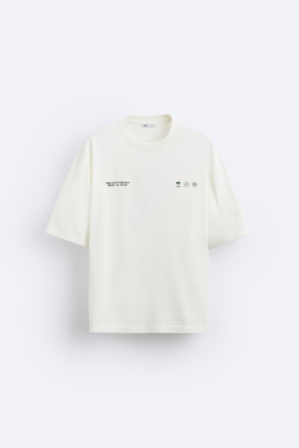 

Футболка с принтом Zara, экрю, Белый