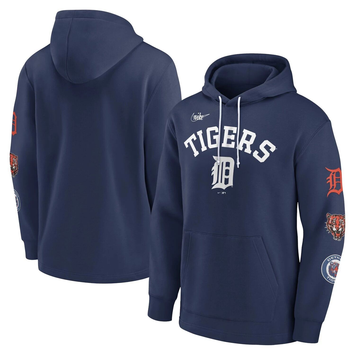 

Мужской темно-синий пуловер с капюшоном Detroit Tigers Rewind Lefty Nike