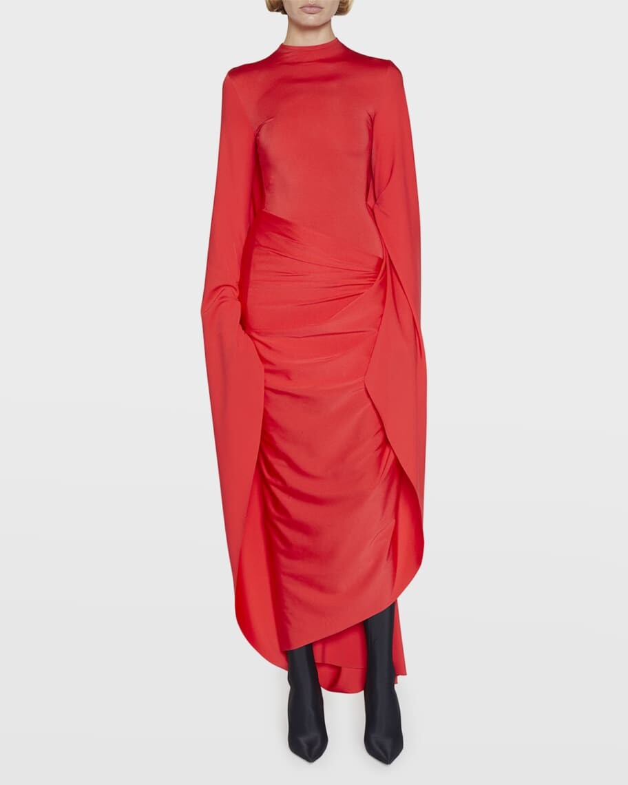 

Массивное платье миди с драпировкой Balenciaga