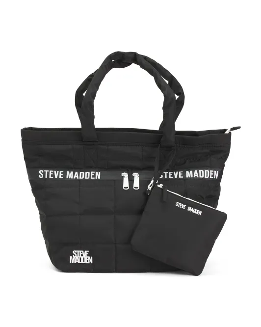 

Нейлоновая стеганая сумка-тоут Layzia со съемным чехлом Steve Madden, черный
