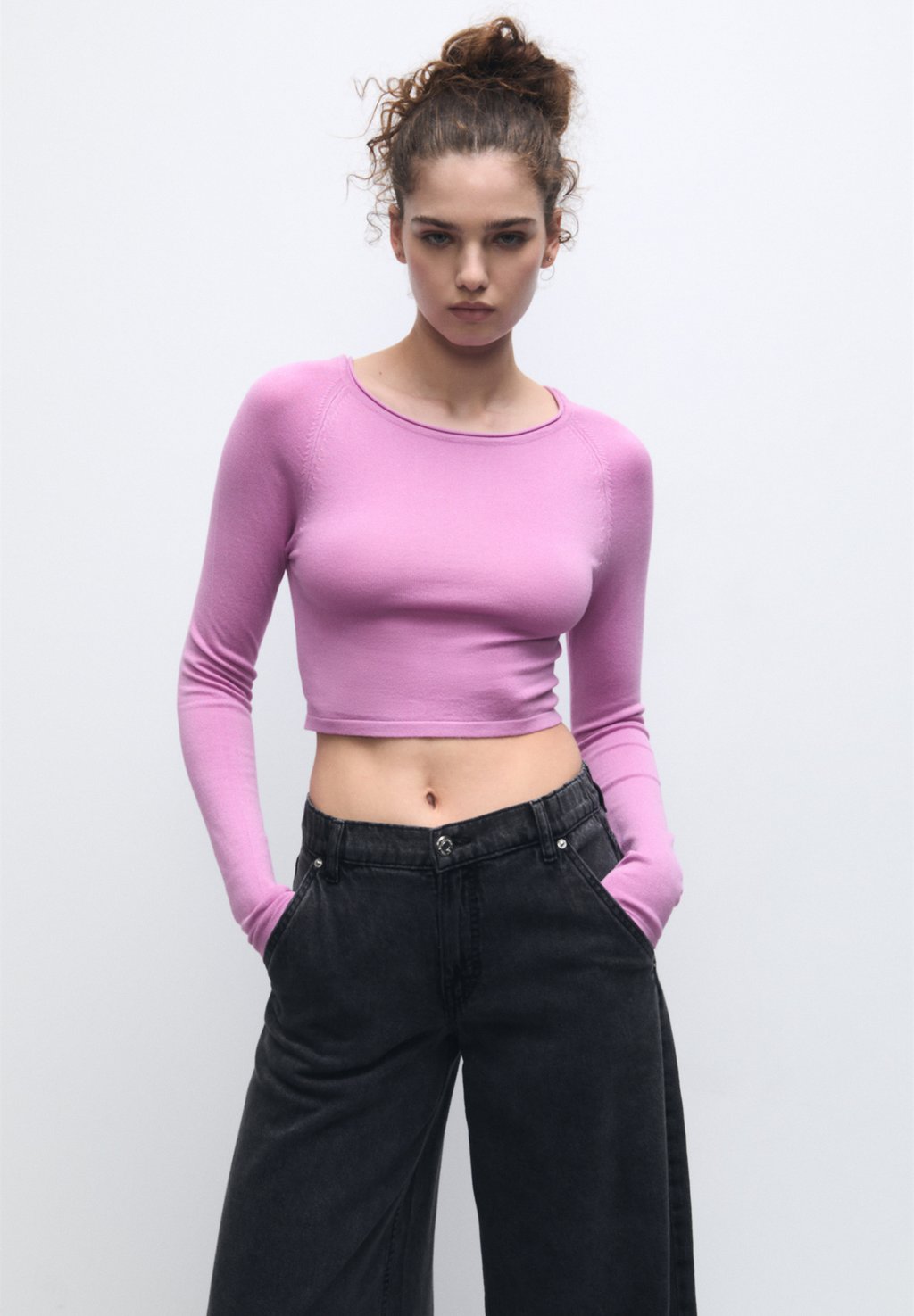 

Свитер Cropped PULL&BEAR, розовый