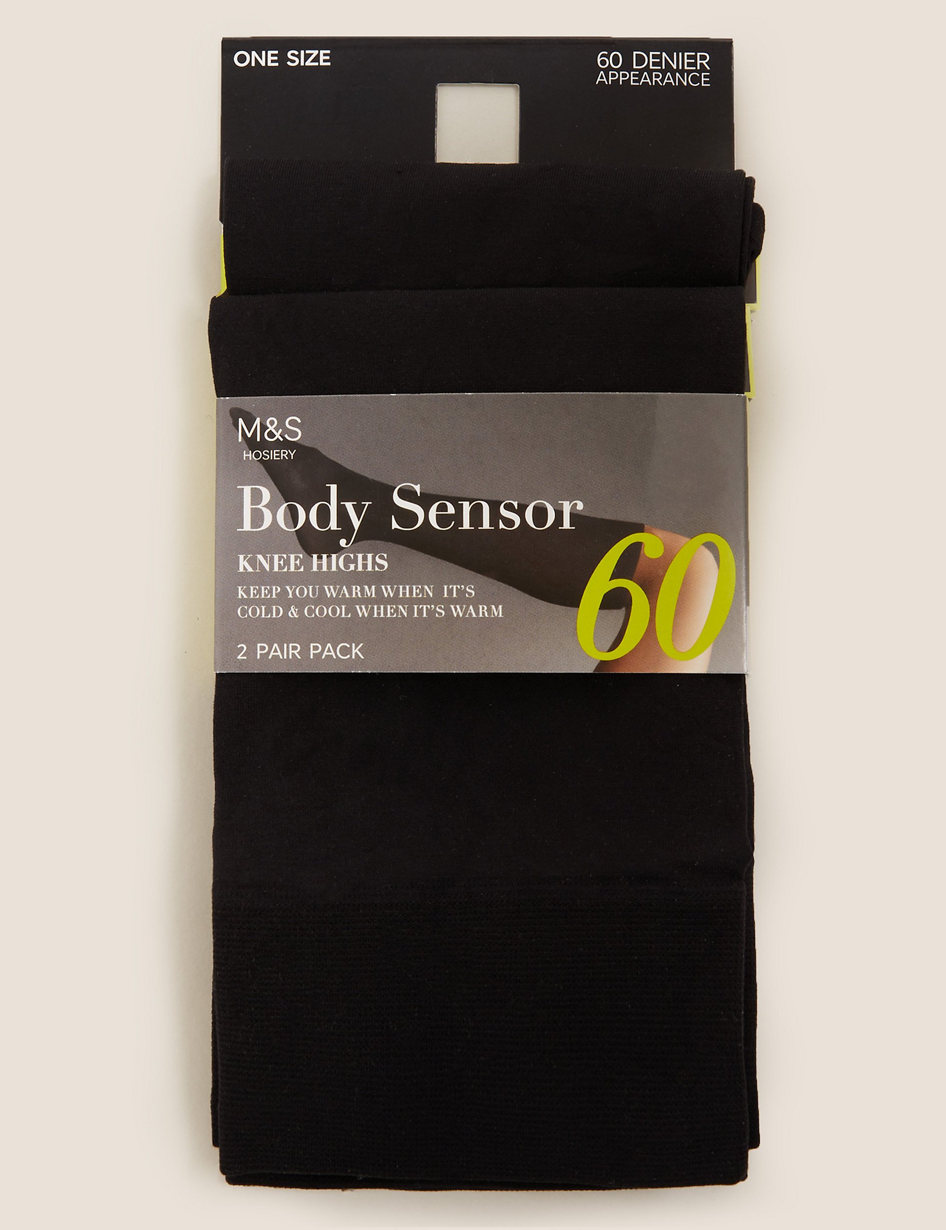 

2 пары непрозрачных гольфов плотностью 60 ден Body Sensor Marks & Spencer, черный