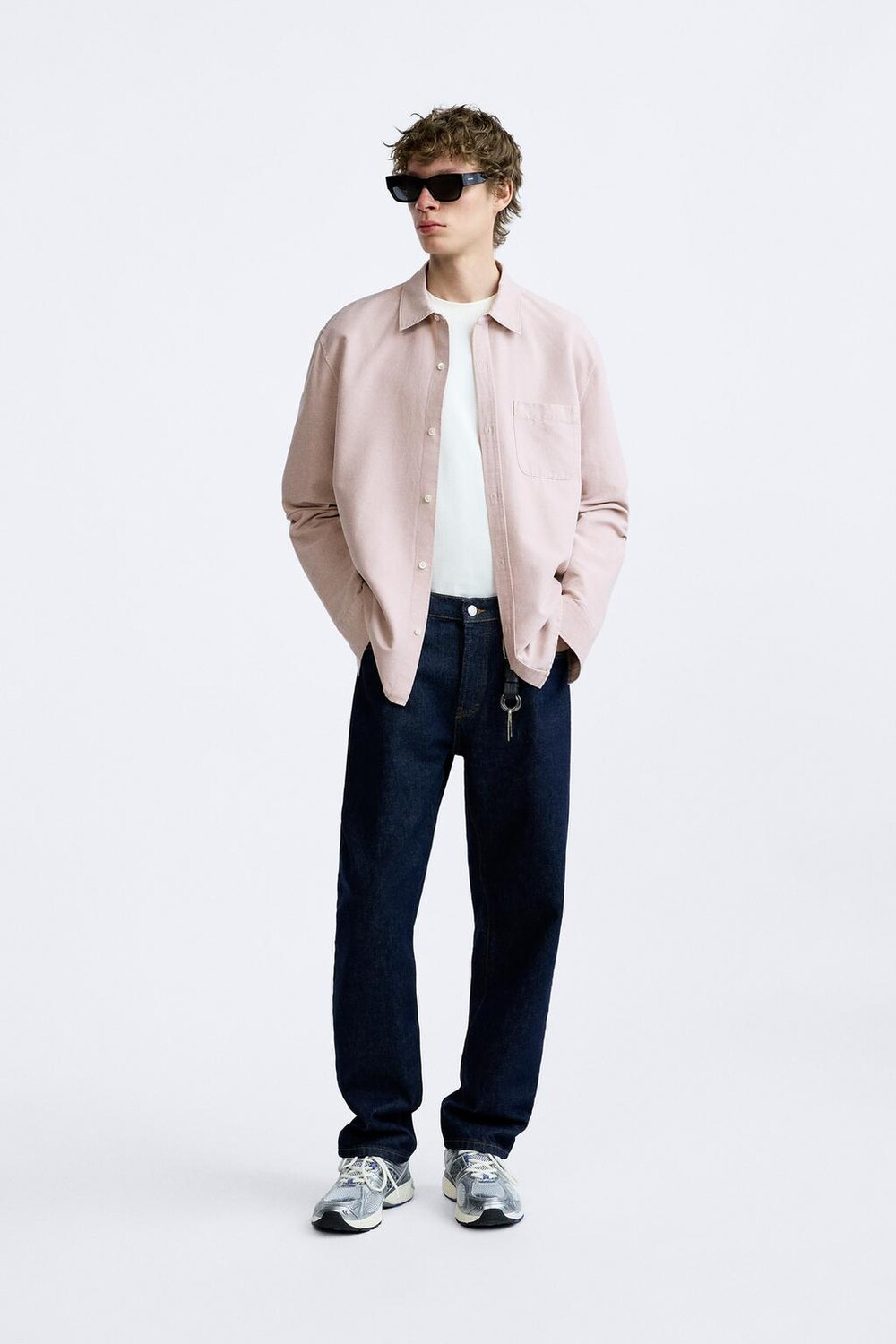 

Рубашка из хлопкового шелка ZARA, пыльно-розовый