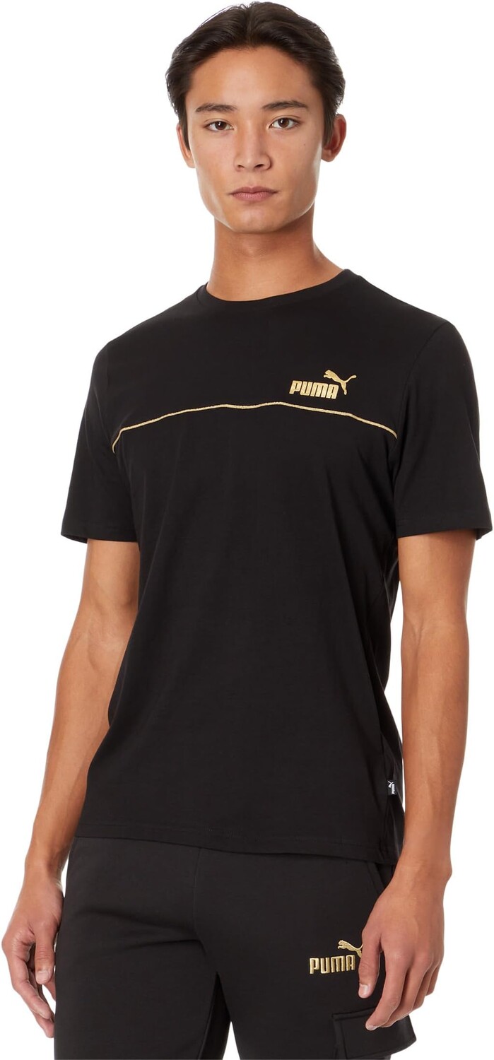 

Минимальная золотая футболка Essentials+ с короткими рукавами PUMA, цвет Puma Black, Желтый