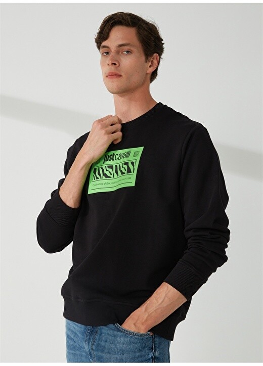 

Черная мужская толстовка с круглым вырезом Just Cavalli, Черный