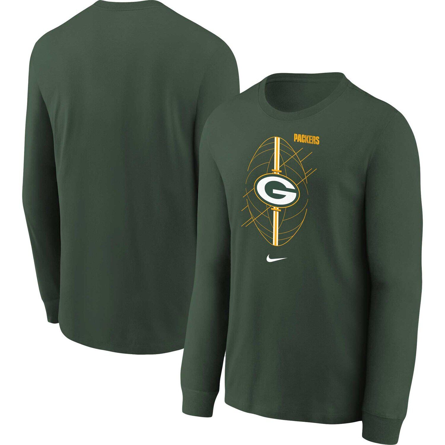 

Молодежная хлопковая футболка с длинными рукавами Green Bay Packers Icon Nike