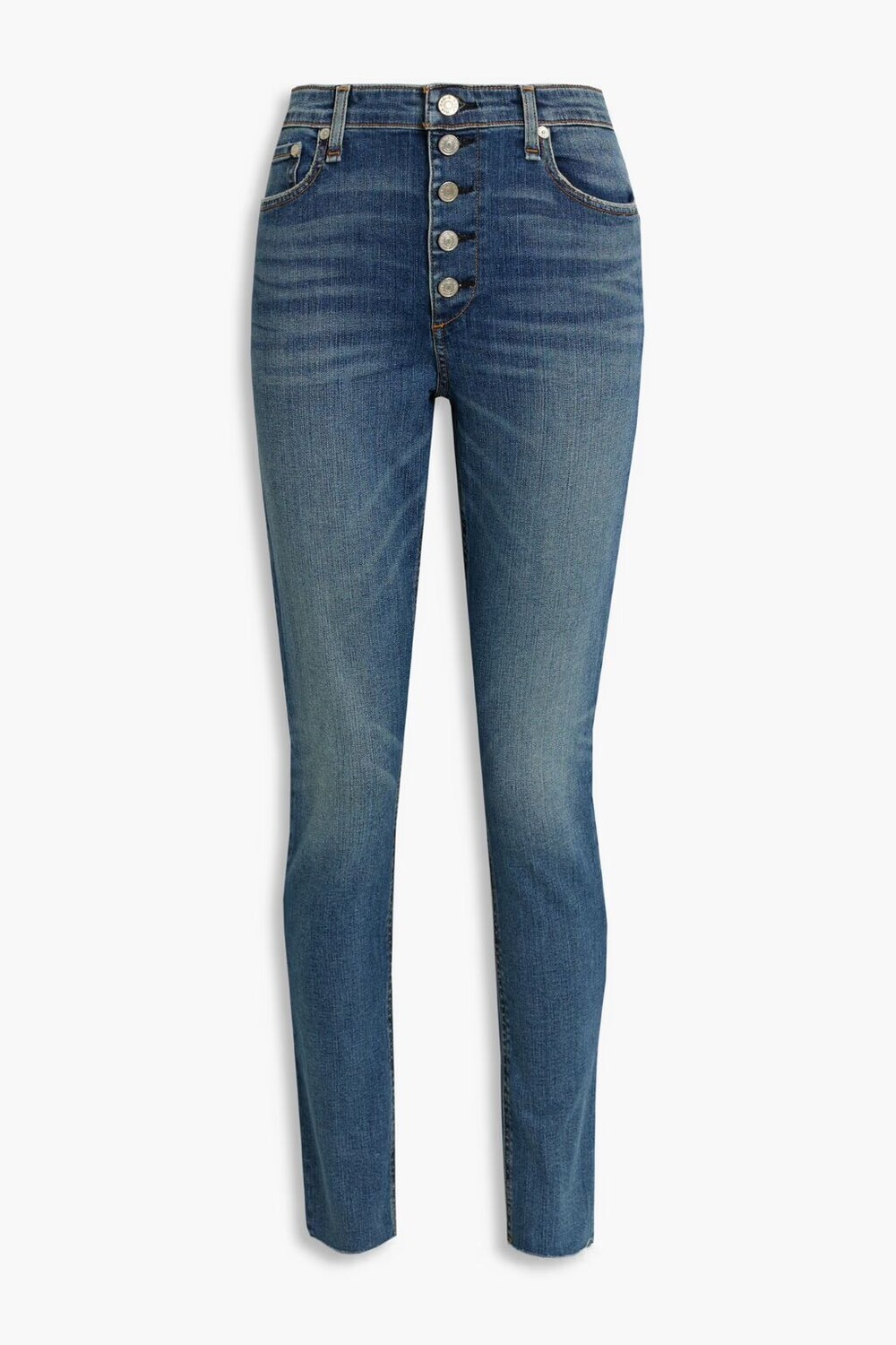 

Джинсы скинни Nina с потертостями и высокой посадкой Rag & Bone, средний деним