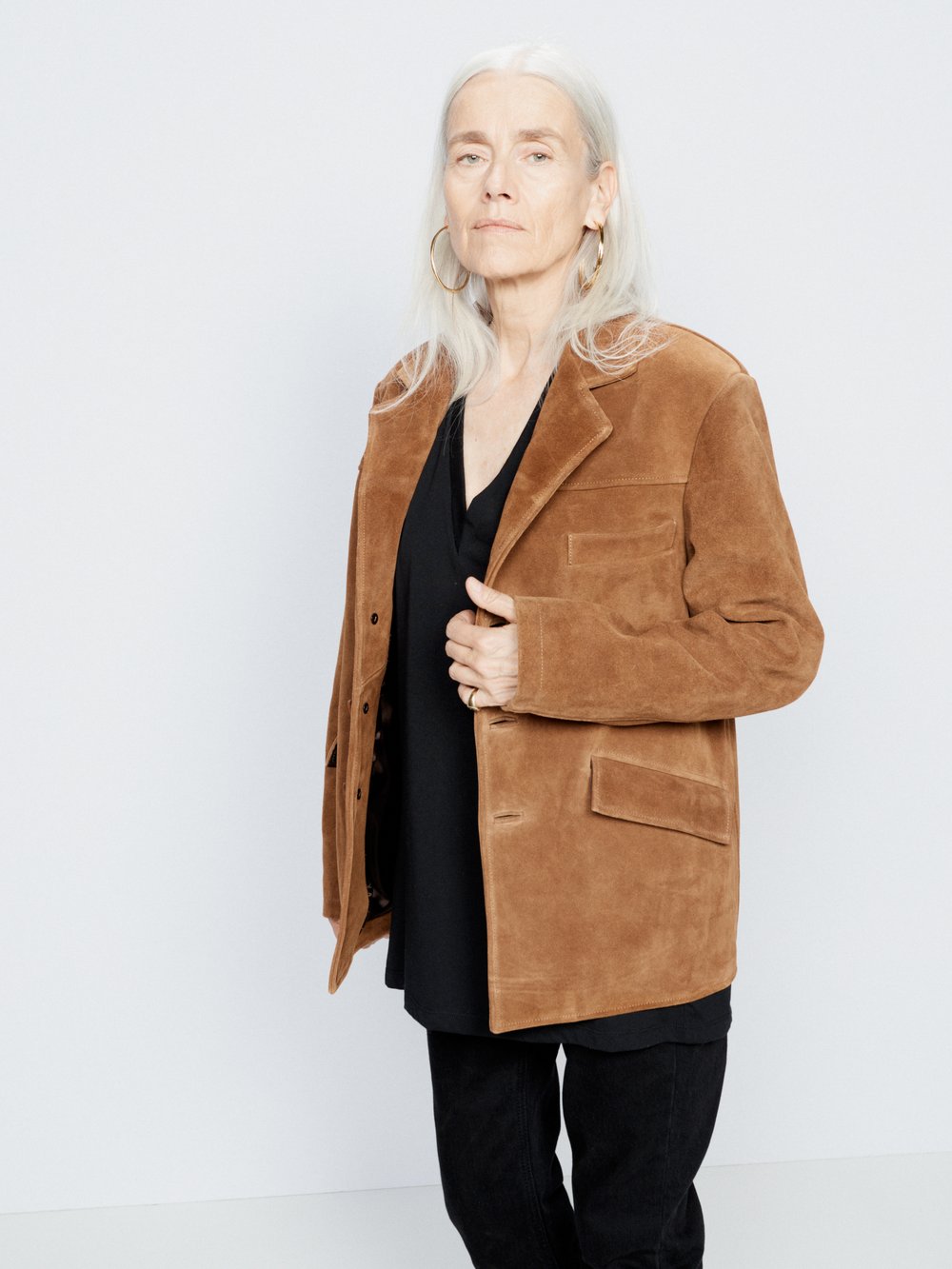Свободный замшевый пиджак прямого кроя Raey, коричневый светло коричневая замшевая куртка icon stand studio