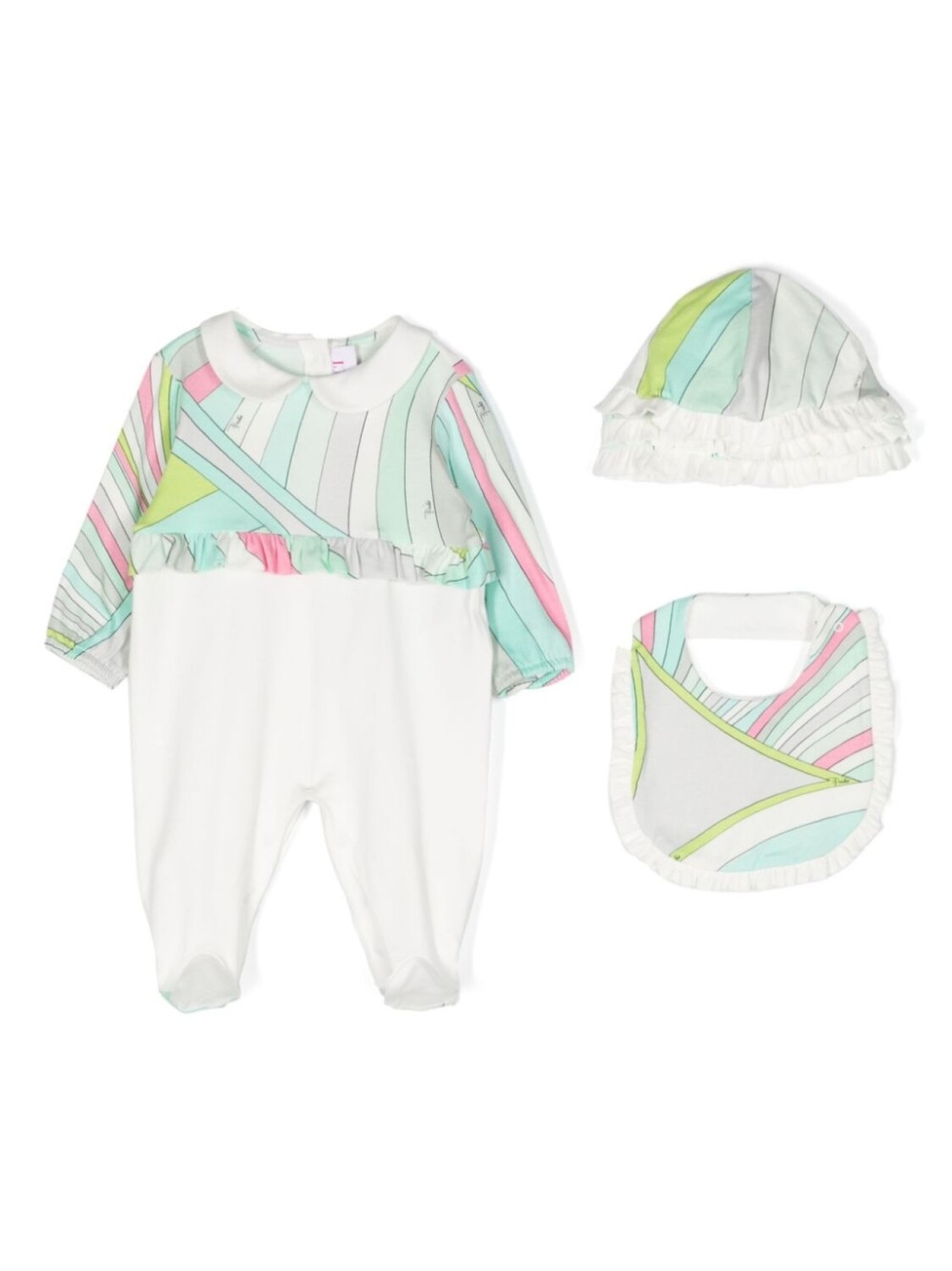

PUCCI Junior "комплект из комбинезона, нагрудника и шапки с принтом", белый
