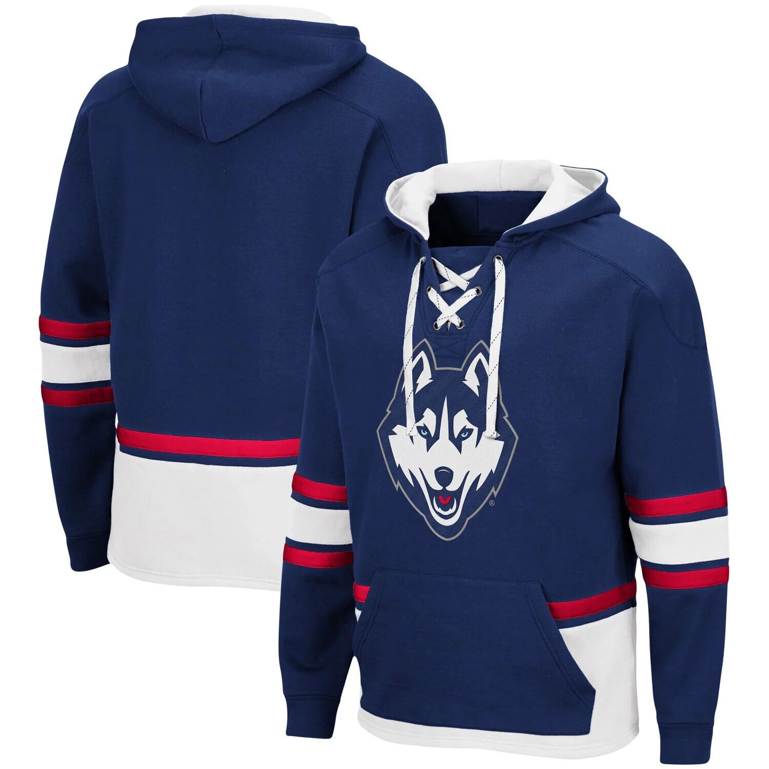 

Мужской темно-синий пуловер с капюшоном UConn Huskies на шнуровке 3.0 Colosseum