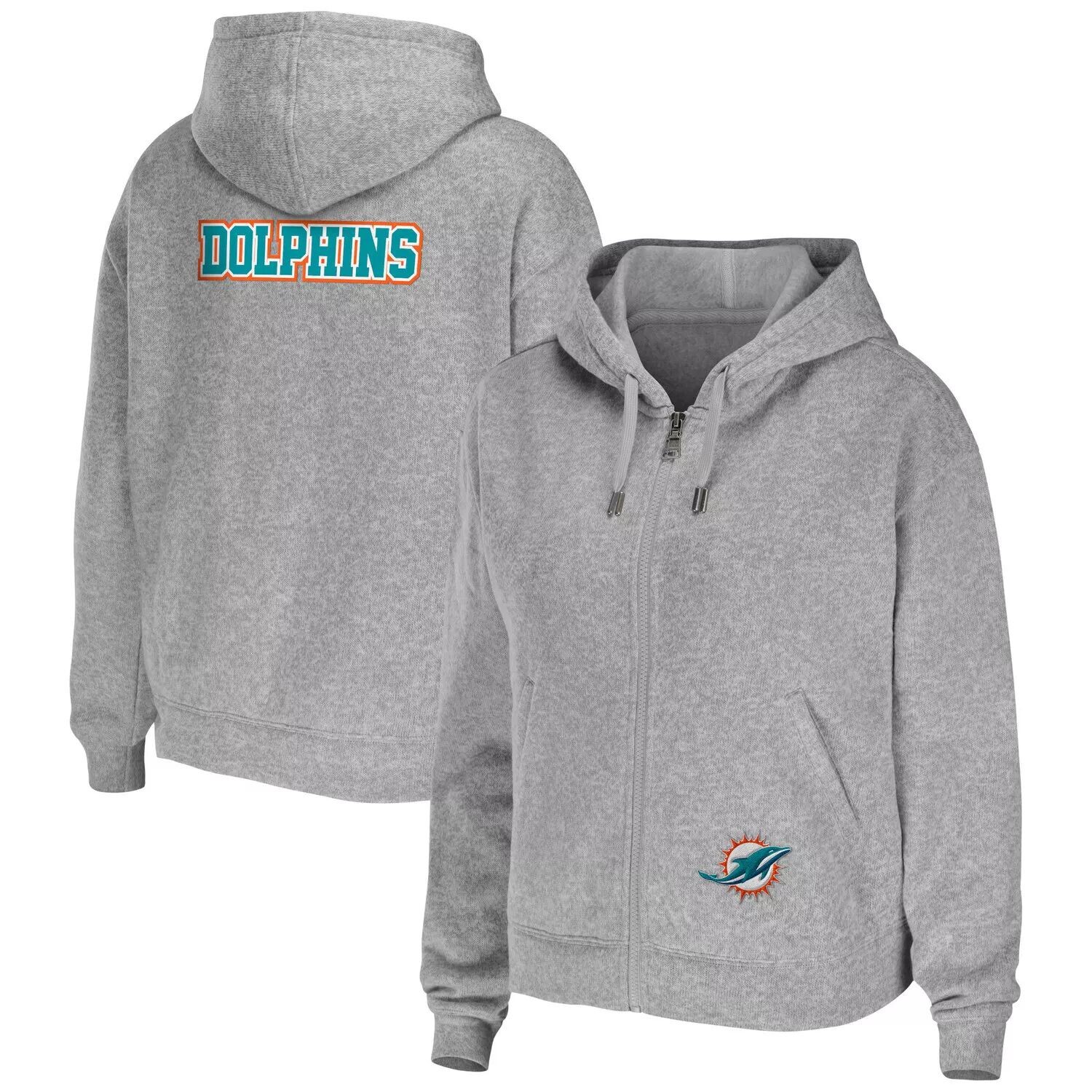 

Женская одежда WEAR by Erin Andrews Серая толстовка с молнией во всю длину команды Miami Dolphins Heathered, Серый