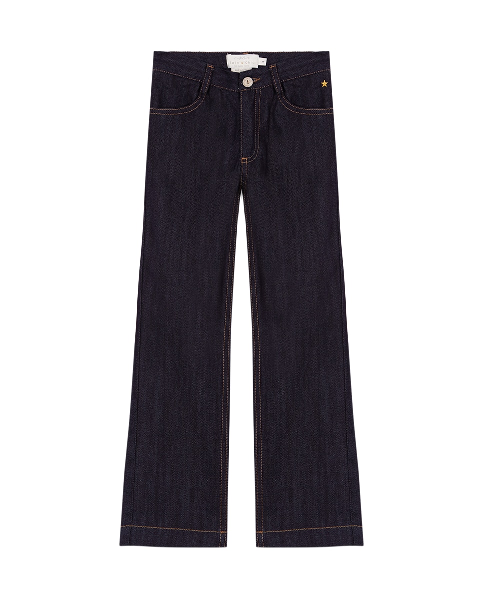 Однотонные джинсы для мальчика с контрастной строчкой Twin & Chic, темно-синий