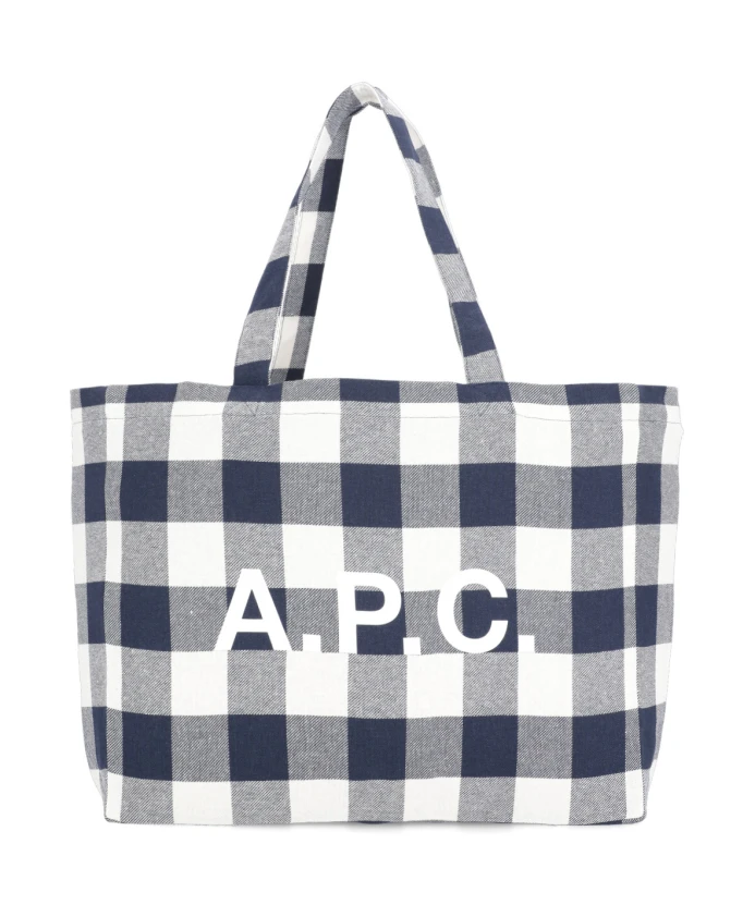 

Сумка Шоппер из хлопка в синюю клетку A.P.C., синий