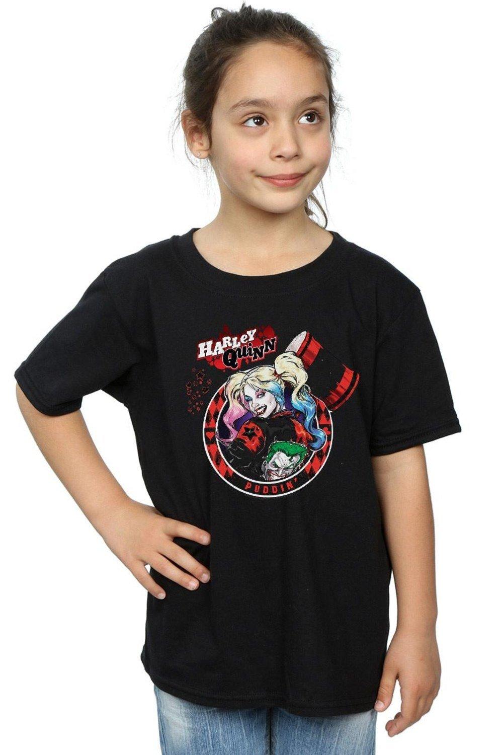 Хлопковая футболка с нашивкой Harley Quinn Joker DC Comics, черный крутой черный чехол для телефона dc harley quinn joker для motorola moto g9 g8 e20 e7 e6 one marco hyper fusion power edge plus чехол