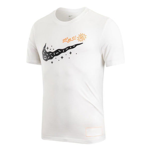Футболка Men's Nike Printing Large Logo Casual Round Neck Short Sleeve White T-Shirt, мультиколор