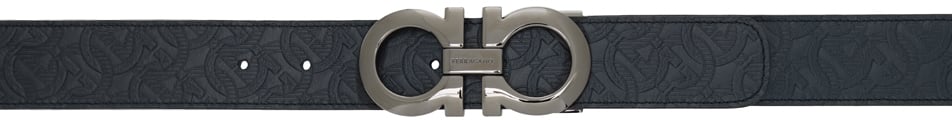 

Темно-синий и черный двусторонний ремень Gancini Ferragamo, цвет Navy/Nero