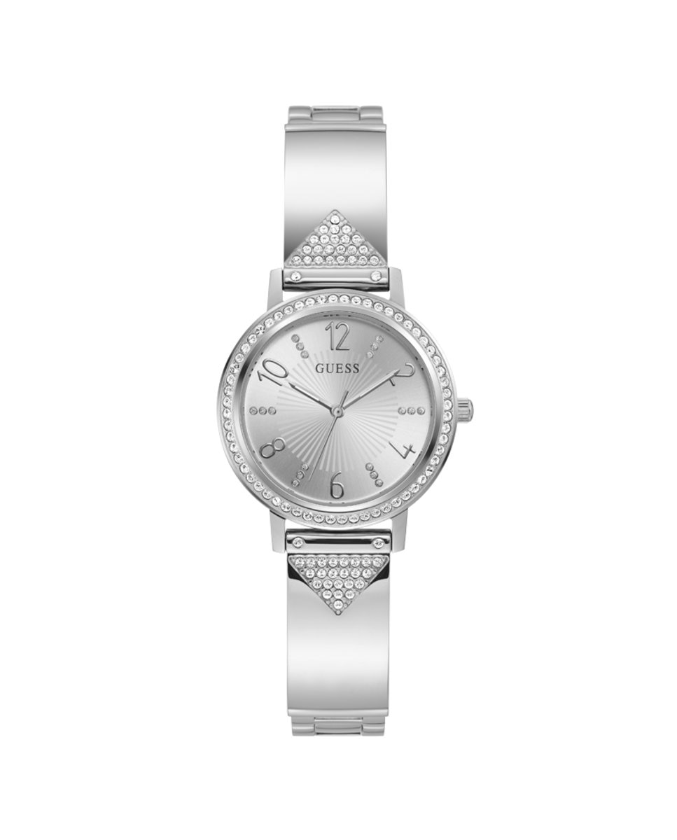 Женские часы Tri luxe GW0474L1 из стали с блестящим серебряным ремешком Guess, серебро цена и фото