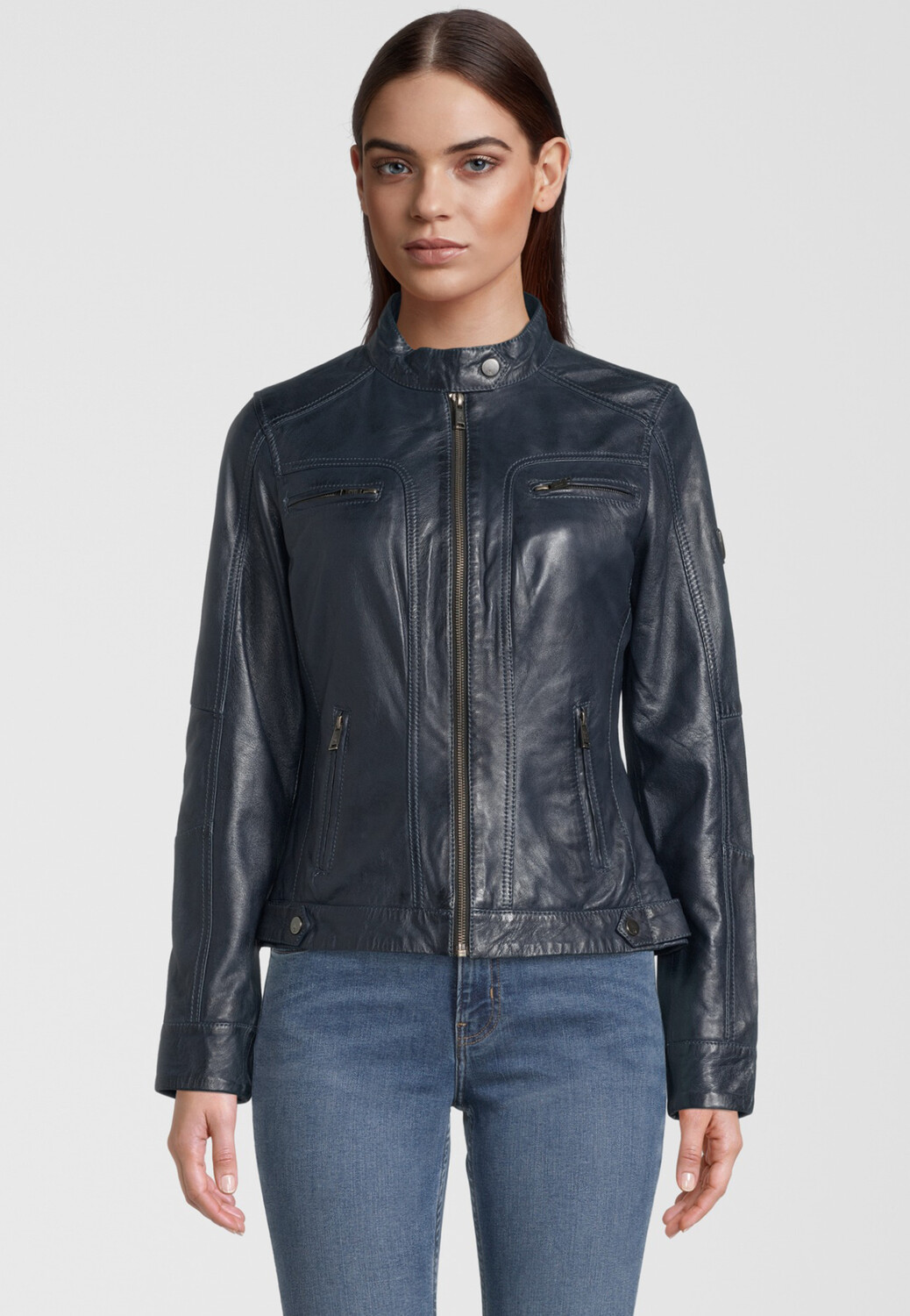 

Кожаная куртка H.I.S mit Label Patch, темно синий