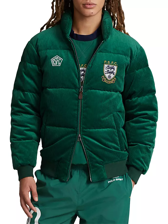 

Вельветовая куртка-пуховик Wale Polo Ralph Lauren, цвет kelly green