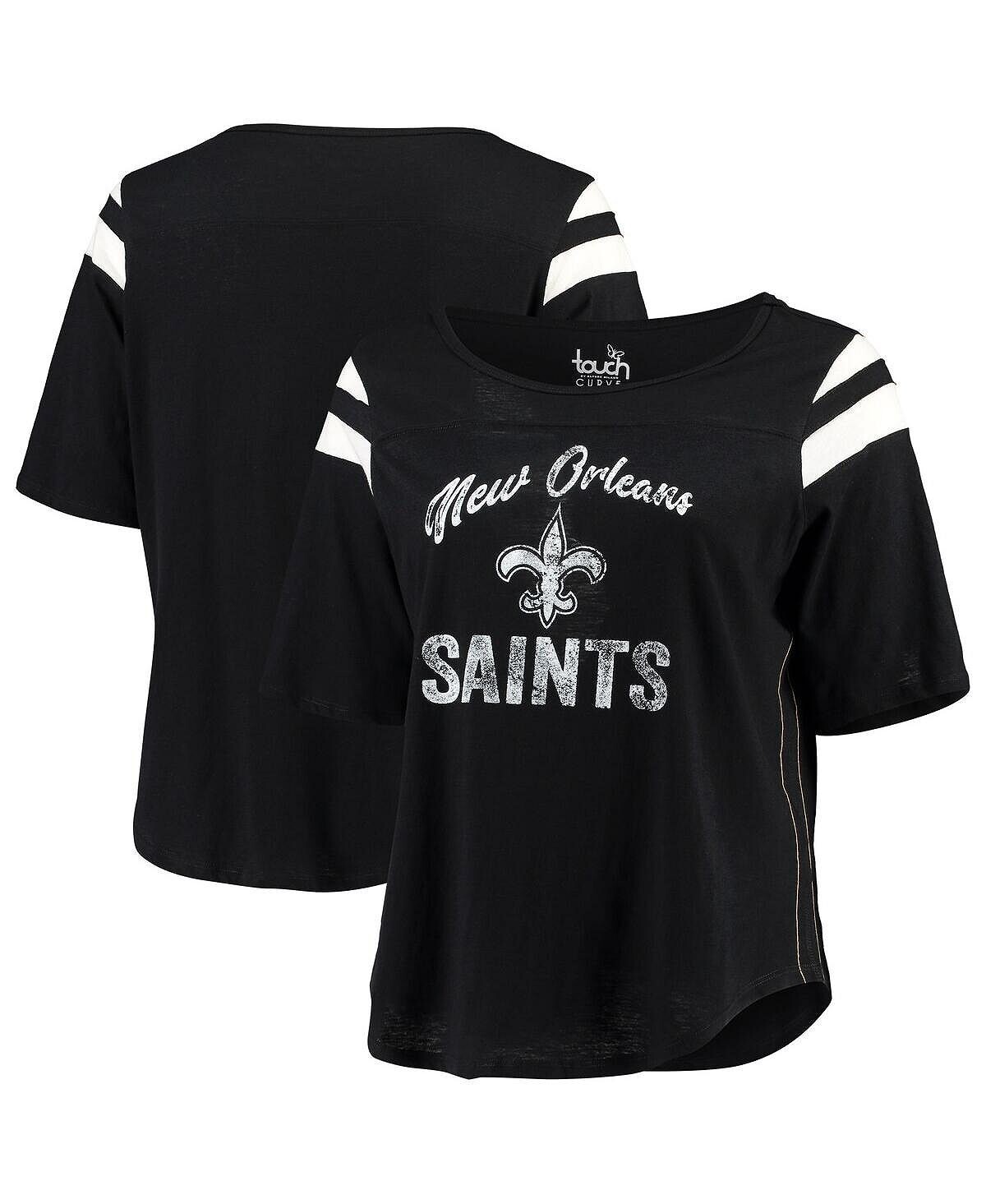 

Женская черная футболка с половиной рукавов New Orleans Saints Plus Size Curve Touch, черный