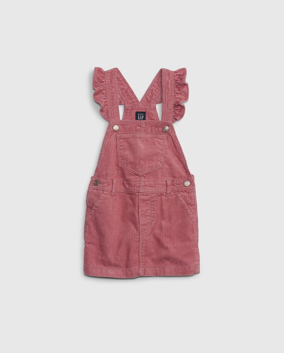 

Вельветовый сарафан с рюшами на бретелях Gap, розовый