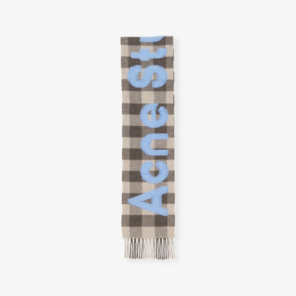 

Шарф из шерстяной смеси с фирменной аппликацией Acne Studios, коричневый