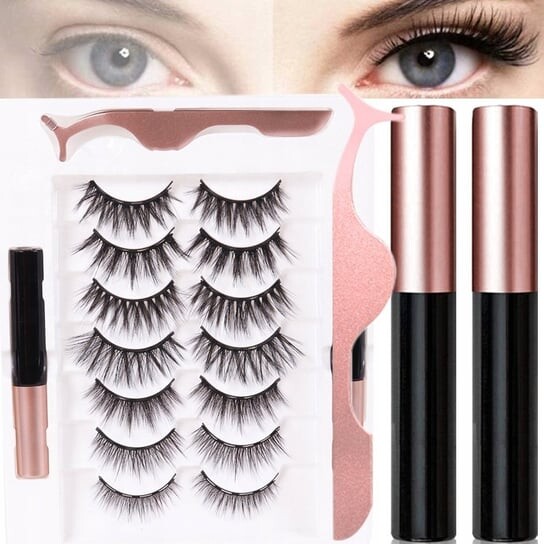 

Магнитные ресницы, 7 длинных + пинцет + 2 подводки для глаз, набор Mag-lash, inna