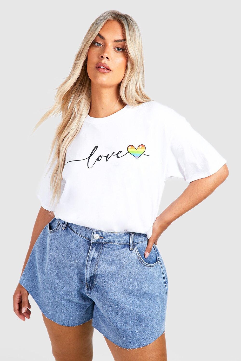 

Футболка оверсайз с принтом plus love script Boohoo, белый