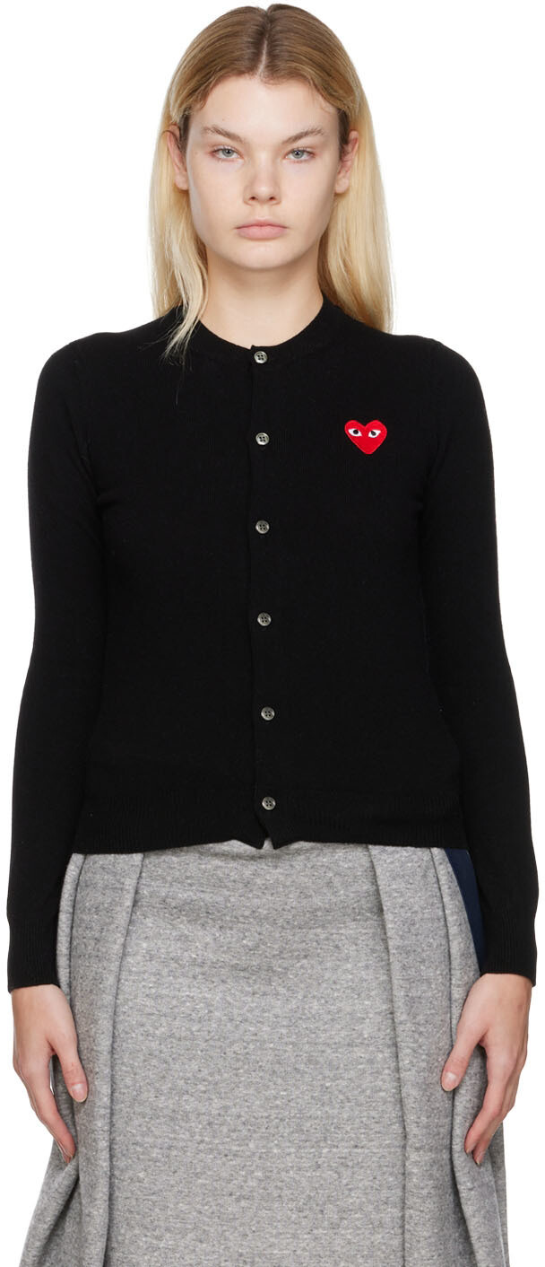 

Черный кардиган с нашивкой в ​​форме сердца Comme des Garçons