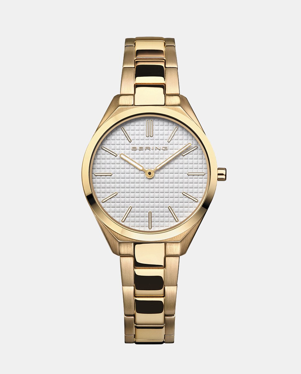 Женские часы Ultra Slim 17231-734 из золотой стали Bering, золотой браслет плетения якорное дельфин из желтого золота