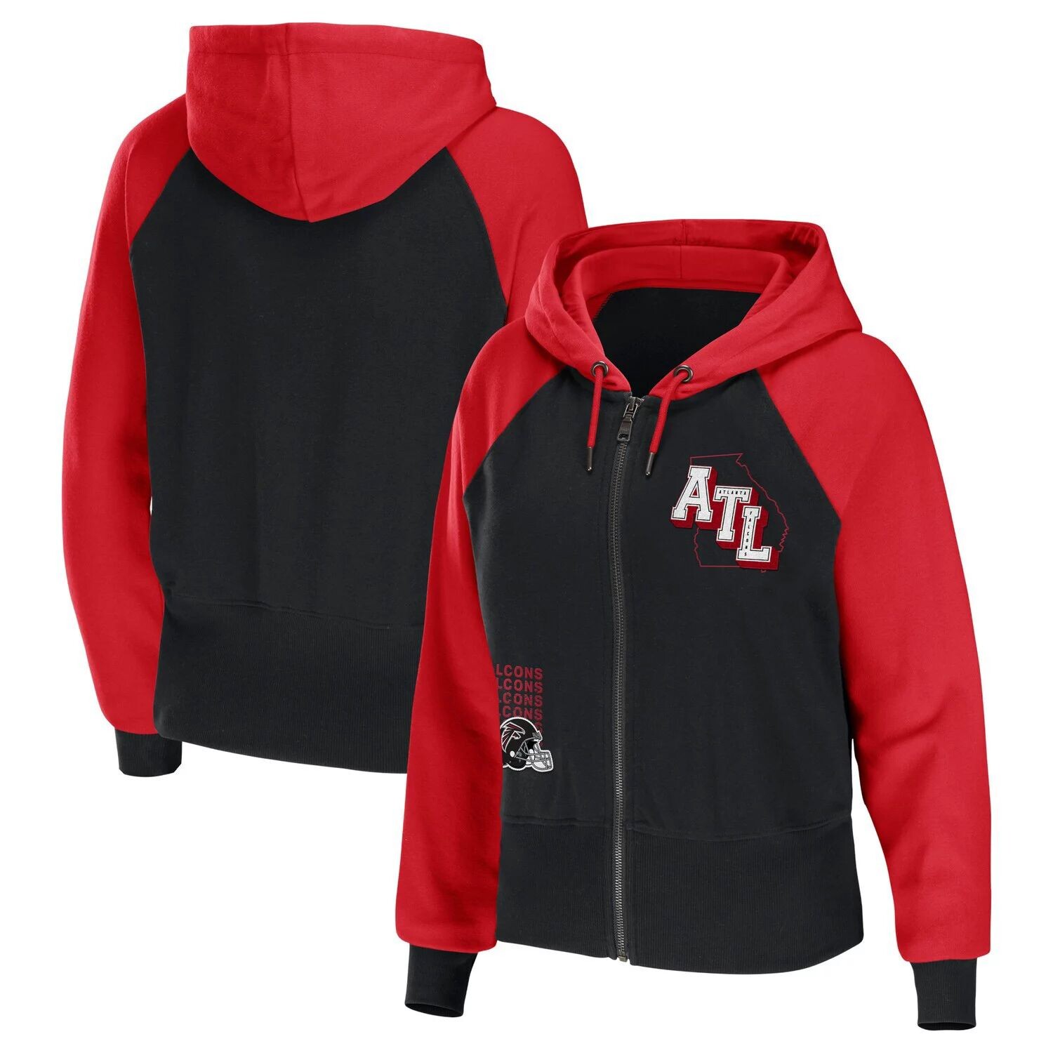

Женская одежда WEAR by Erin Andrews Черная толстовка с молнией во всю длину Atlanta Falcons Colorblock, Черный