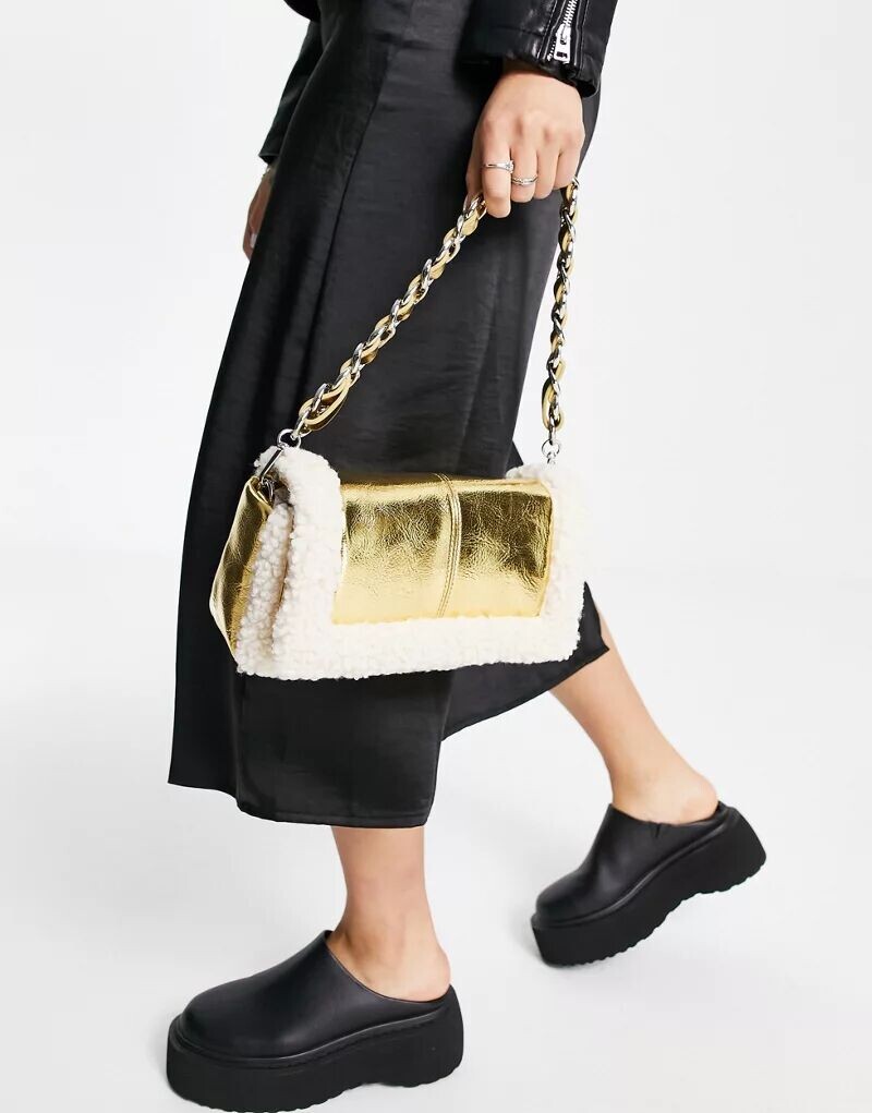 

Золотая плюшевая сумка Topshop Sheila