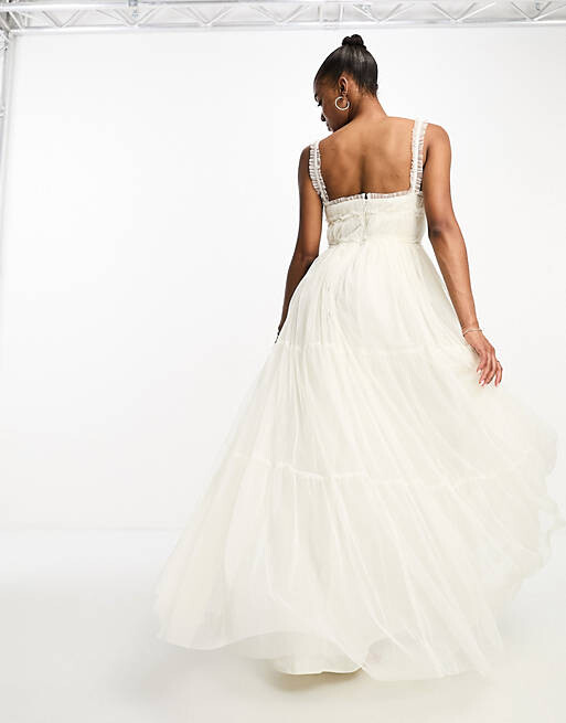 

Платье макси из тюля с оборками Anaya Bridal цвета слоновой кости