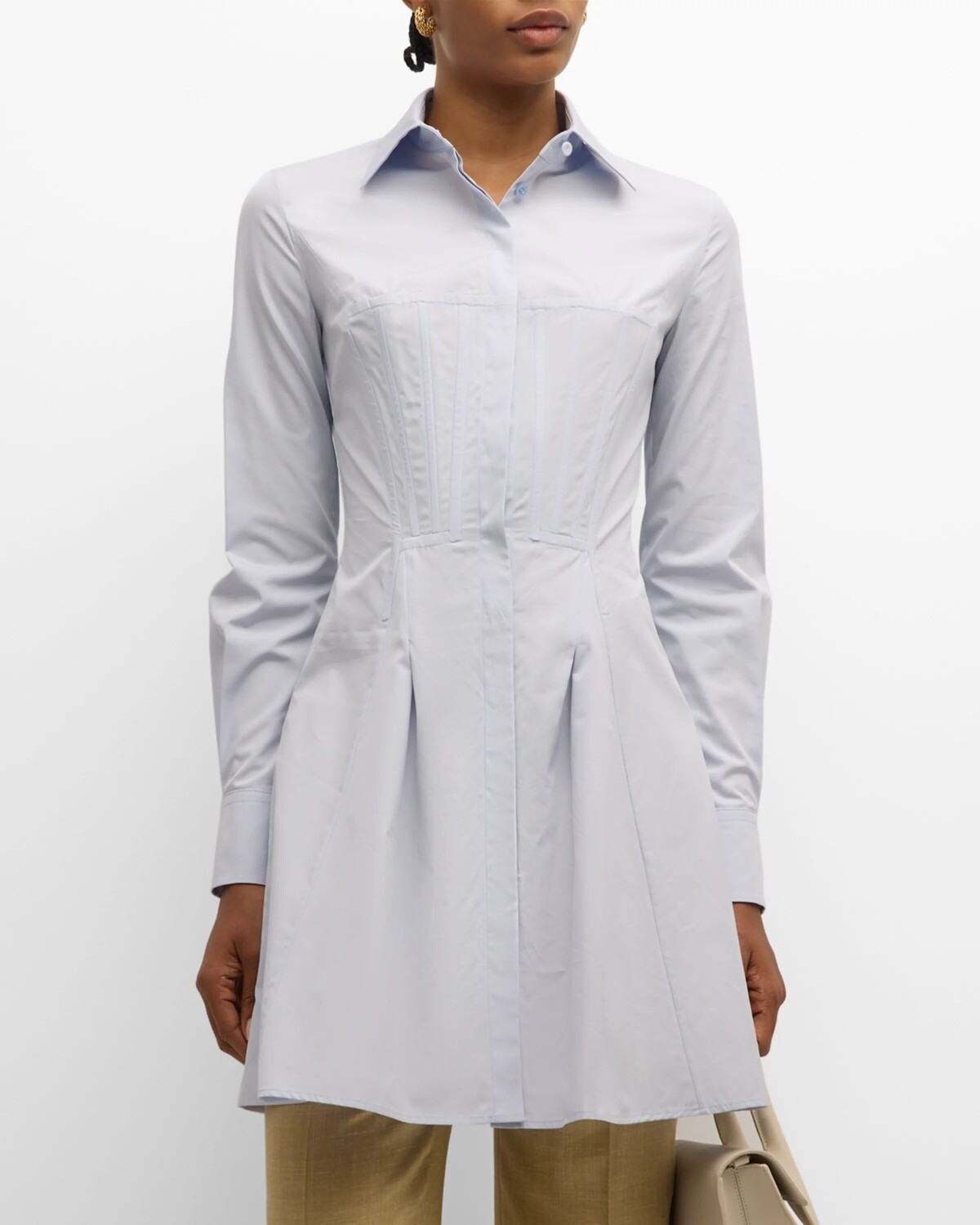 

Корсет Garcia, топ на пуговицах-годе Gabriela Hearst, цвет Light Blue