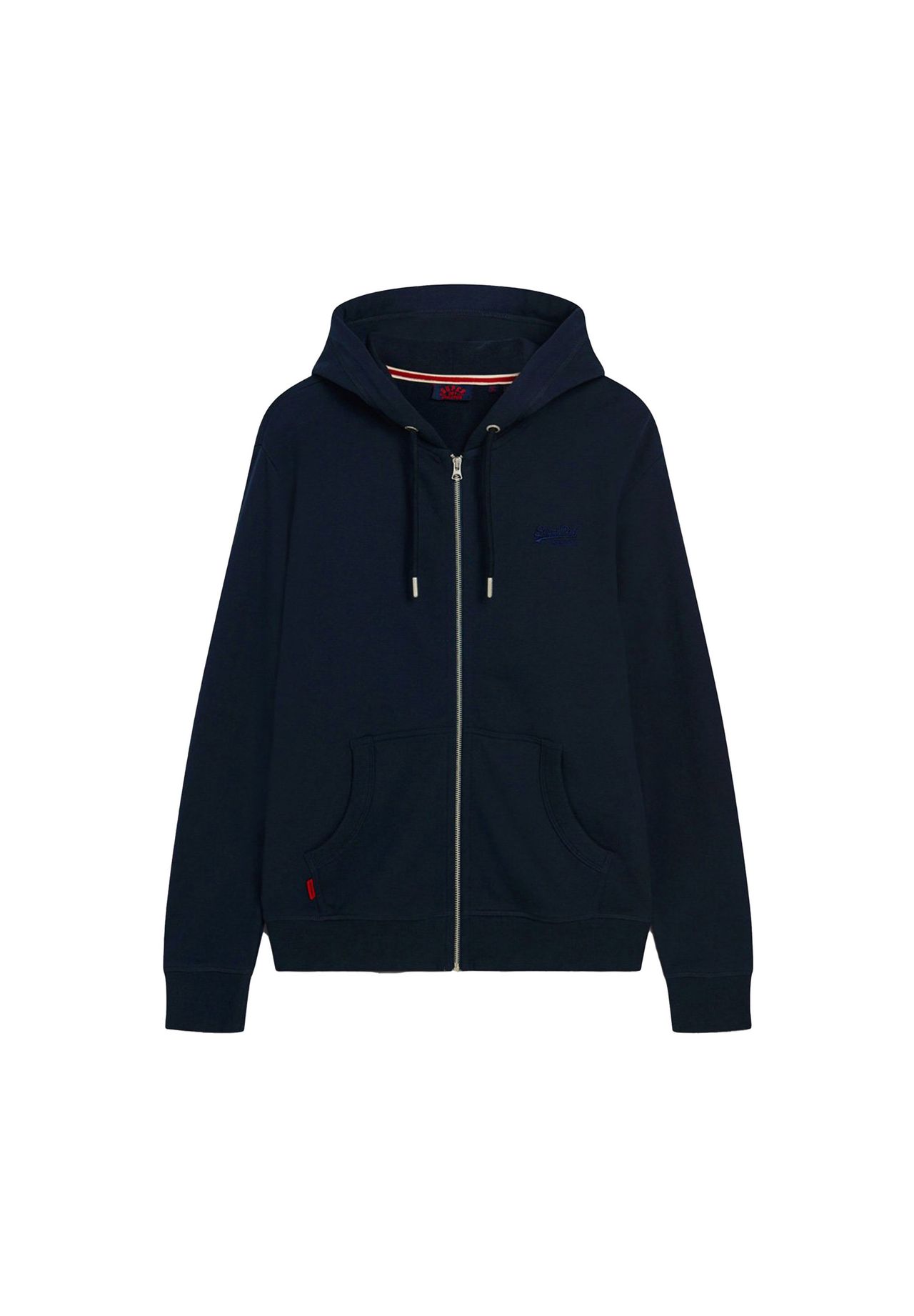 

Толстовка мужская - Essential Logo Zip Hoodie, капюшон, однотонная Superdry., темно-синий