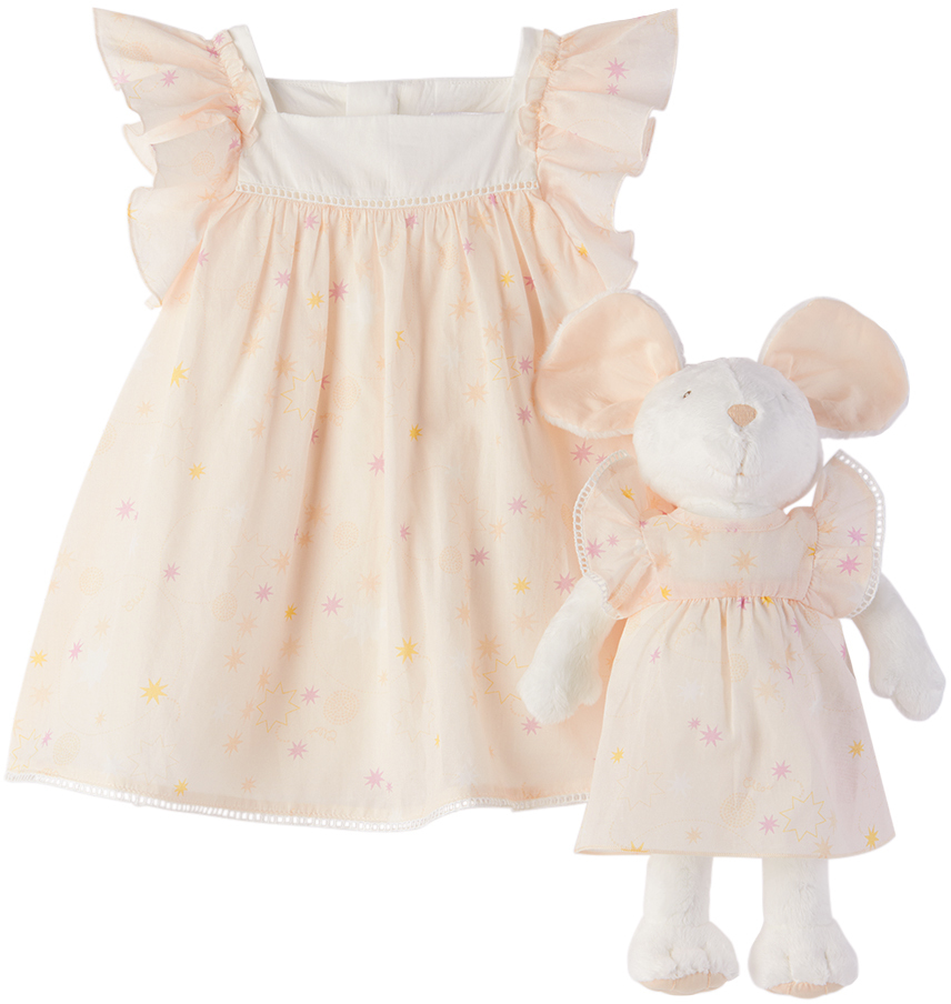 цена Детское розовое платье и комплект игрушек Chloe