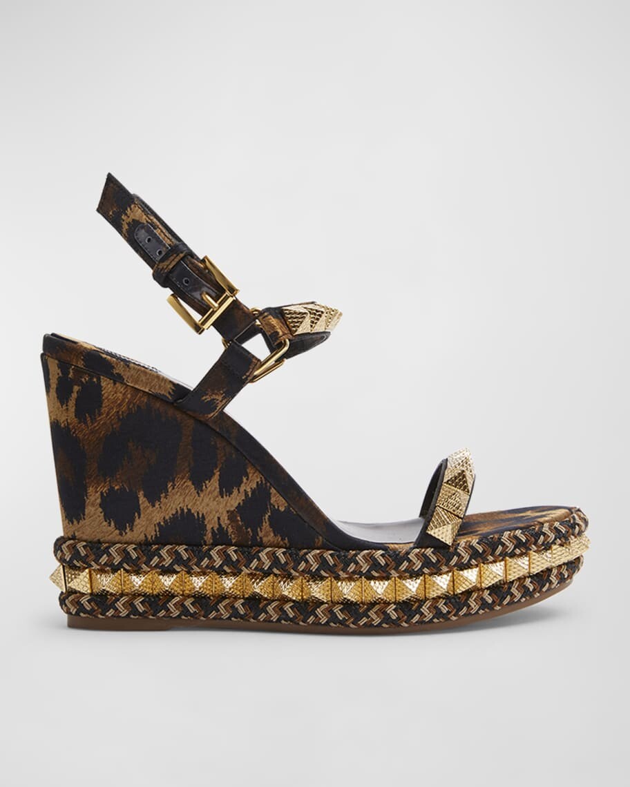 

Босоножки на танкетке Pyraclou из креп-атласа Kitty Spike Christian Louboutin