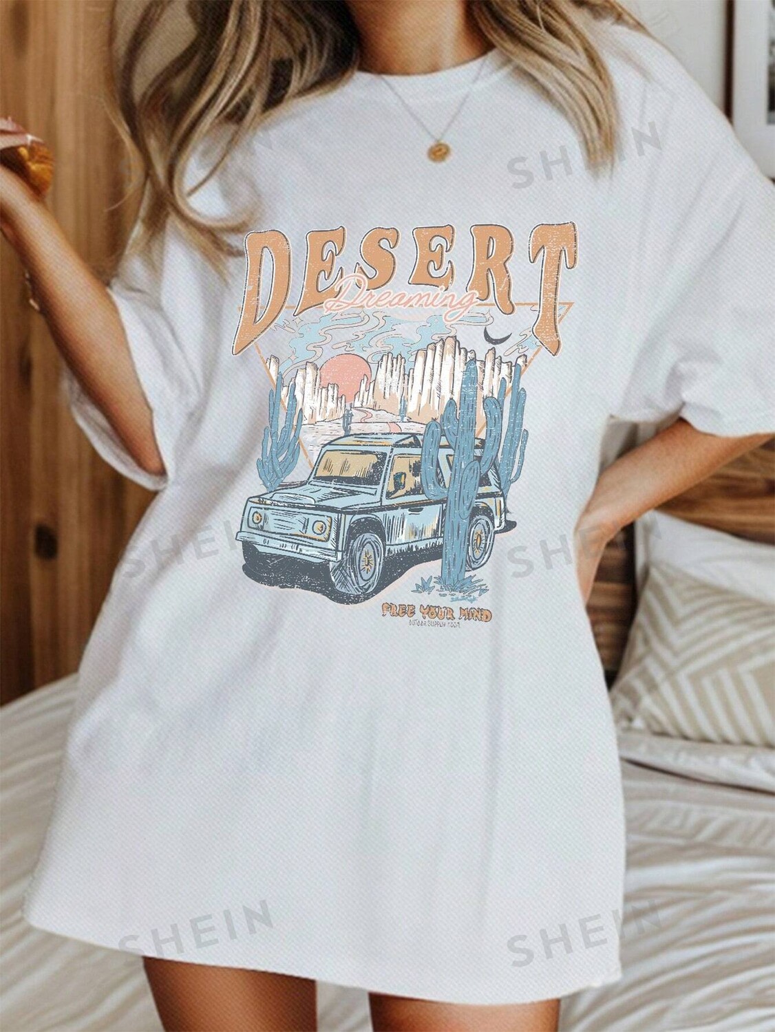 

SHEIN EZwear женская футболка с коротким рукавом для отдыха и туристических достопримечательностей с принтом слогана для летних каникул, белый