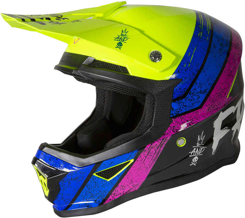 цена XP4 Полосатый шлем для мотокросса Freegun, флуоресцентный желтый