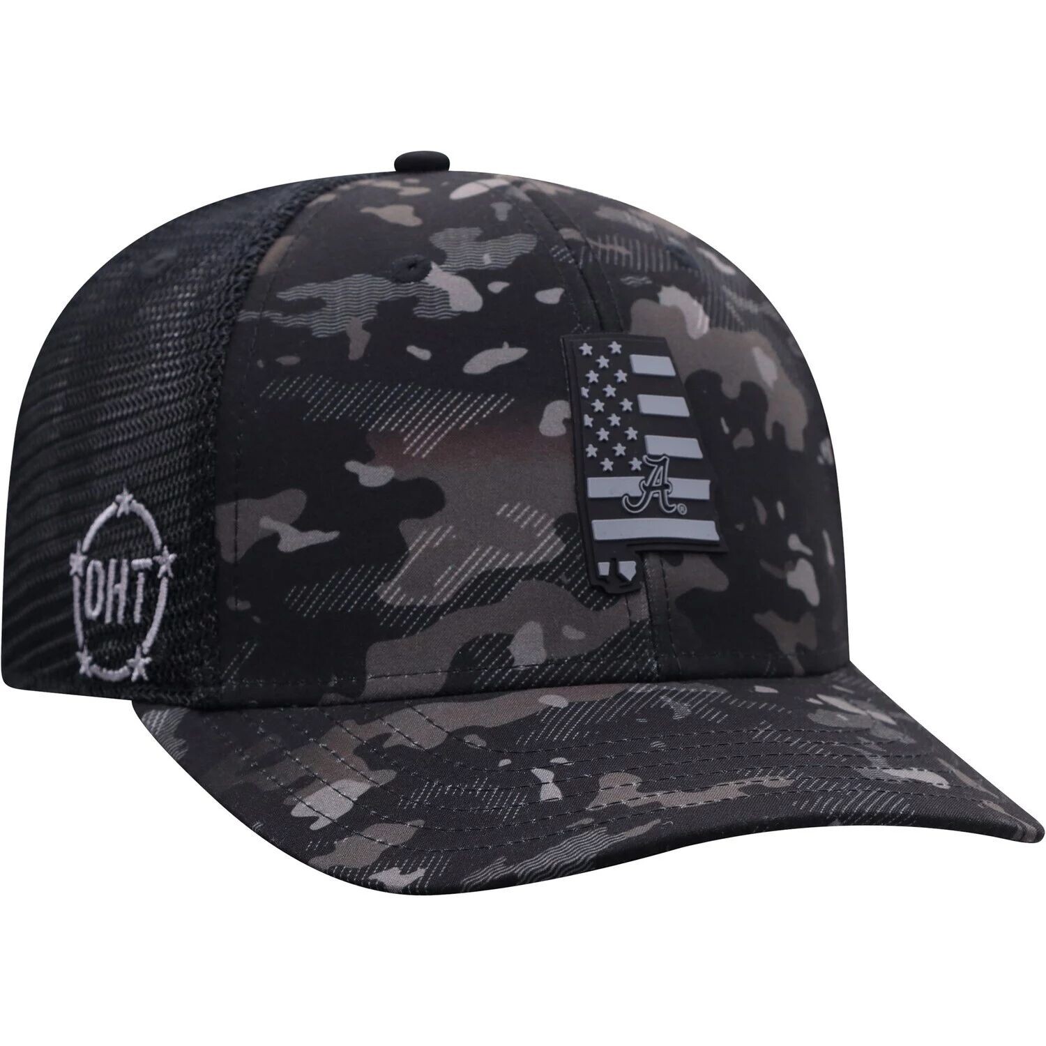 

Мужская черная кепка Top of the World Alabama Crimson Tide OHT Military Appreciation Midnight Trucker Snapback