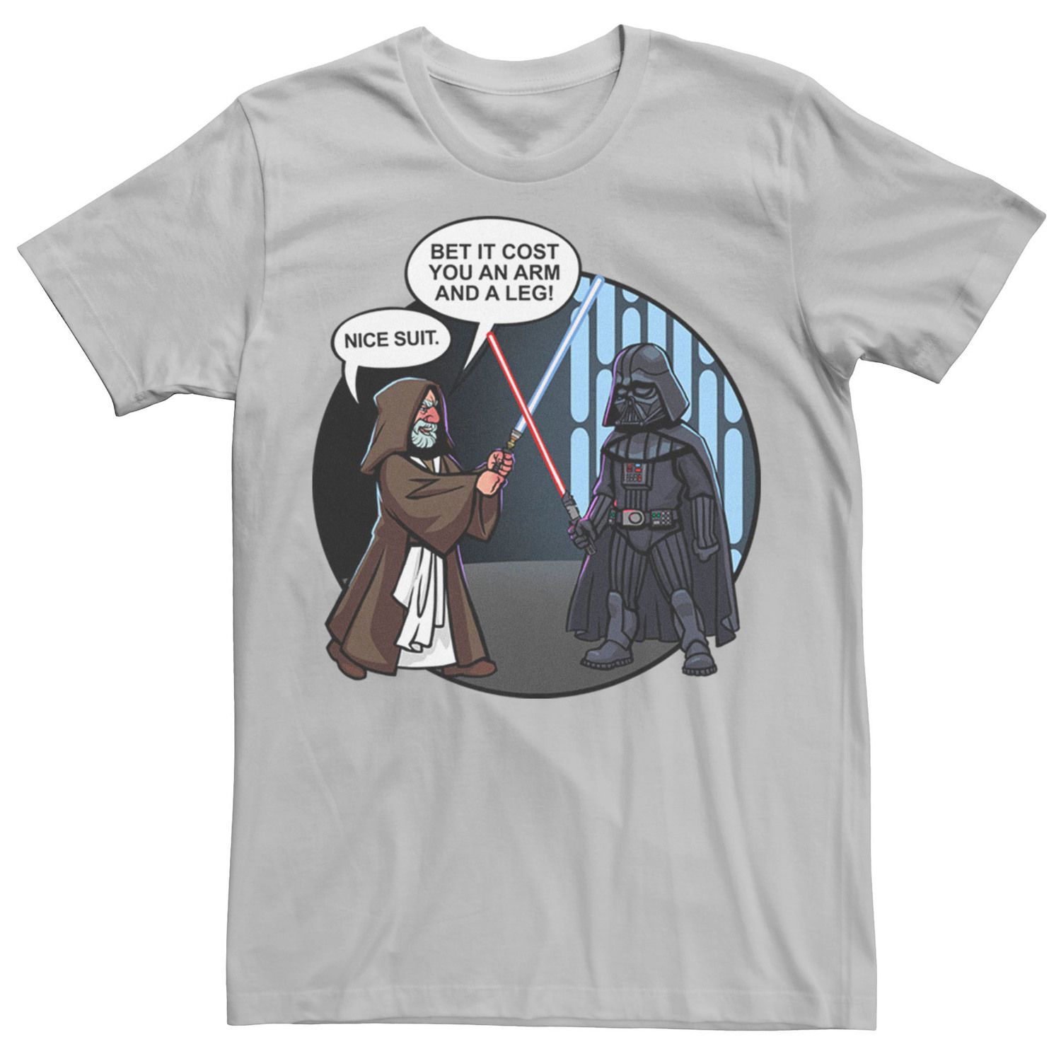 Мужская футболка с надписью «Звездные войны Дарт Вейдер и Оби-Ван Кеноби» Star Wars, серебристый