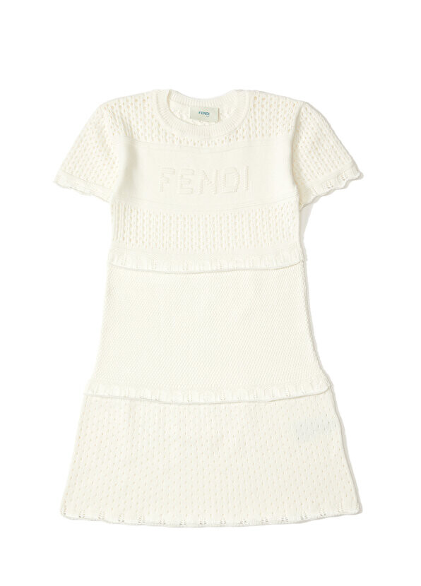 

Белое платье для девочек с логотипом Fendi