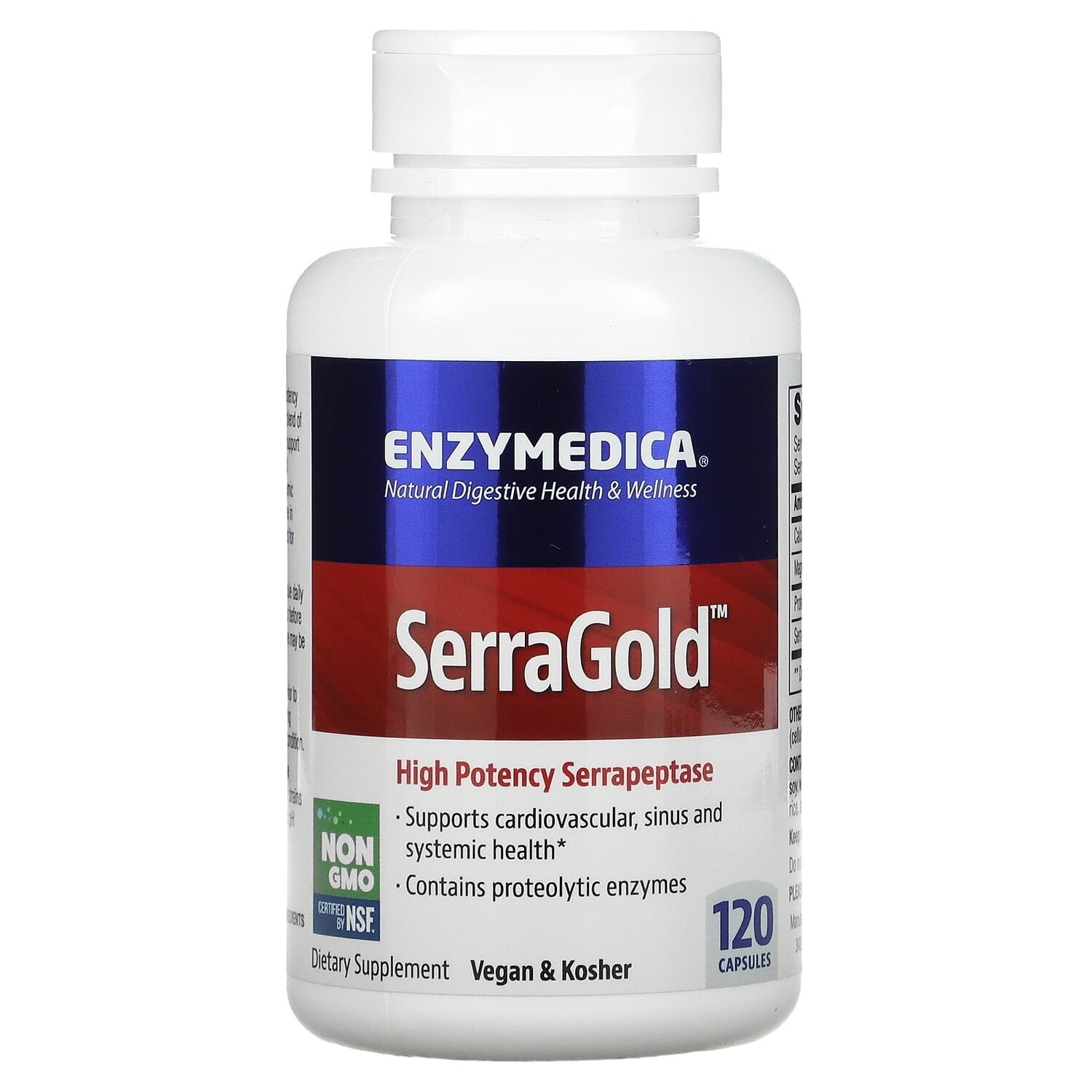 

SerraGold, высокоэффективная серрапептаза, 120 капсул, Enzymedica