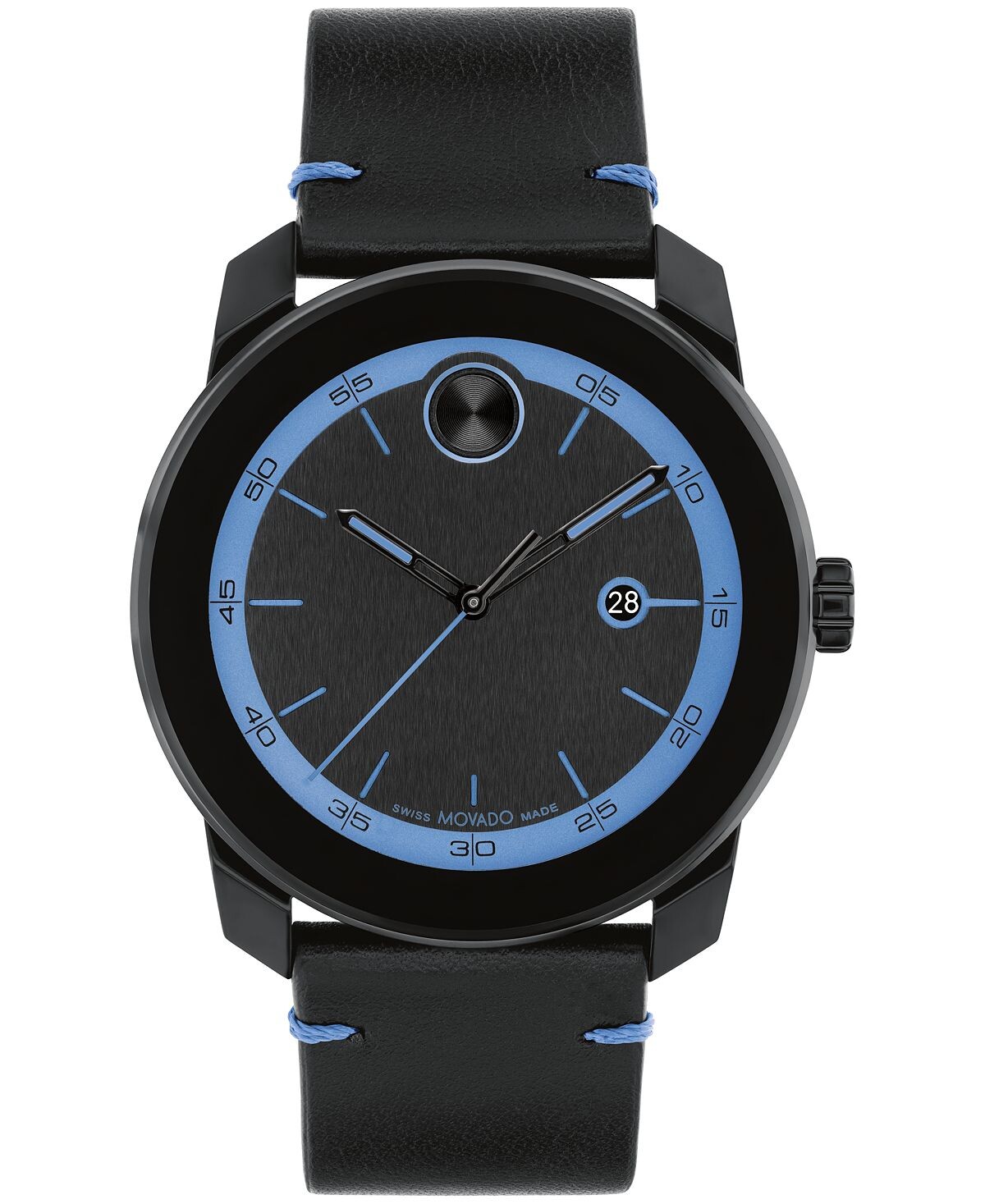 

Мужские часы Bold Tr90 со швейцарским кварцем, черные кожаные часы, 42 мм Movado