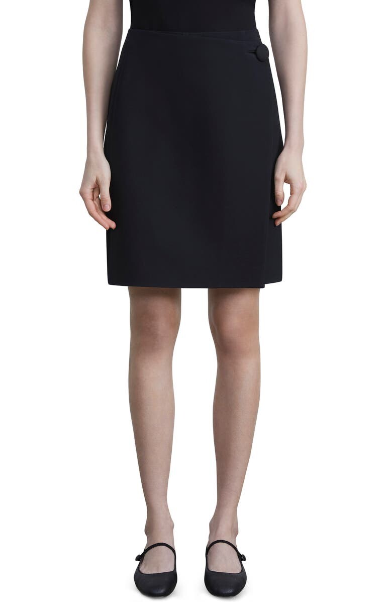 

Юбка из шерстяного и шелкового крепа с запахом LAFAYETTE 148 NEW YORK, черный