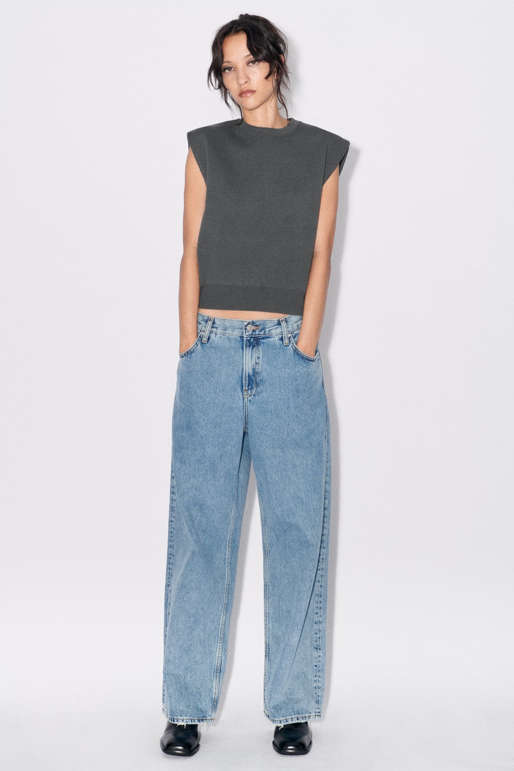 

Кашемировый свитер Knit 100 ZARA, серый